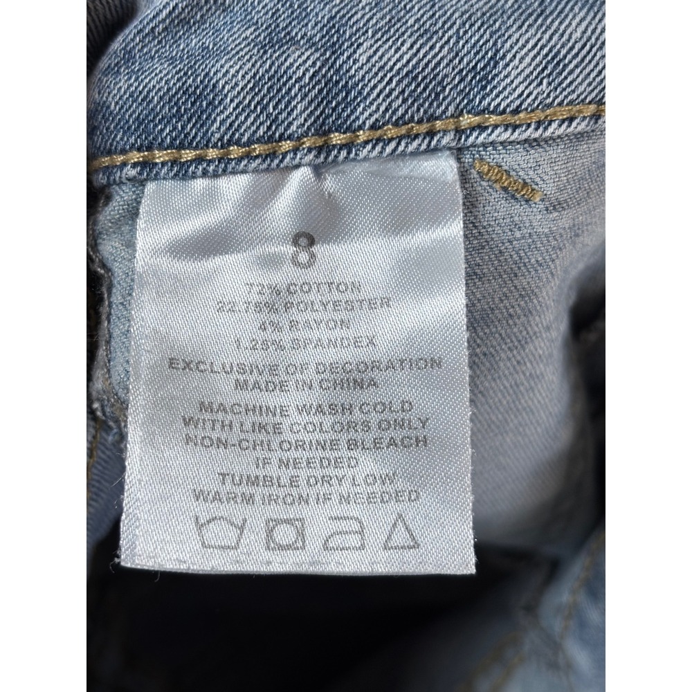 Celebrity Ace Girls Blue Embroidered Butterfly Shell Cargo Straight Jeans Size 8 - Picture 9 of 9